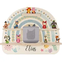 Kidsmood - Tonie Regal personalisiert mit Namen – Wandregal für Toniebox 2 & Figuren | Abgerundete Ecken & Kanten Inkl. Metallplättchen für Tonie Hörfiguren | Kinderzimmer Regal für Mädchen & Jungen
