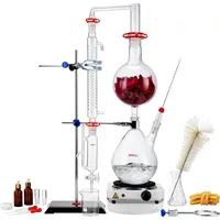 Vevor Destillationsset für Ätherische Öle, 2000-ml-Destillationsgerät, 3,3-Boro-Laborglas-Destillationsset mit 1000-W-Heizplatte