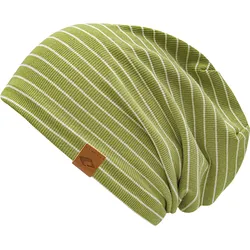 Beanie CHILLOUTS "Taipeh Hat", Damen, grün (oliv), Materialmix, gestreift, casual,modisch, Mützen, mit Melange-Optik & elastischem Tragekomfort für Alltag