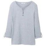 Tom Tailor Damen Henley Longsleeve mit Streifen aus Bio-Baumwolle, 26053 - Offwhite Navy Small Stripe, S