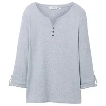 Tom Tailor Damen Henley Longsleeve mit Streifen aus Bio-Baumwolle, 26053 - Offwhite Navy Small Stripe, S
