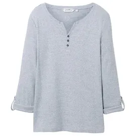 Tom Tailor Damen Henley Longsleeve mit Streifen aus Bio-Baumwolle, 26053 - Offwhite Navy Small Stripe, S