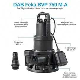 DAB Feka BVP 750 M-A Tauchpumpe mit Schwimmer 23.400 L/Std. 1000W