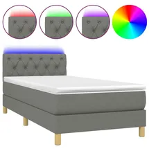 vidaXL Boxspringbett mit Matratze & LED Dunkelgrau 80x200 cm Stoff