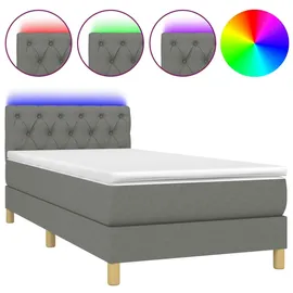 vidaXL Boxspringbett mit Matratze & LED Dunkelgrau 80x200 cm Stoff