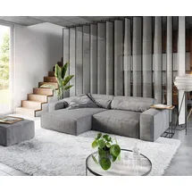 DeLife Ecksofa Sirpio XL 270x170 cm Mikrofaser Taupe Recamiere variabel mit Hocker