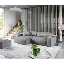 DeLife Ecksofa Sirpio XL 270x170 cm Mikrofaser Taupe Recamiere variabel mit Hocker