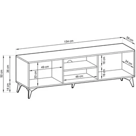 masseno Lowboard 153,4x39x49,7 cm Schwarz MDF