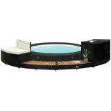 IKAYAA Whirlpool Umrandung Poolumrandung Rund Witterungsbeständig Poolumrandung Poolverkleidung Whirlpool Umrandung Polyrattan Verkleidung Einfassung 289 x 124 x 56 cm Schwarz