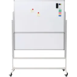 Whiteboard HWC-L87, Magnettafel, zwei Tafeln beidseitig beschreibbar h√∂henverstellbar rollbar inkl. Zubeh√∂r 101x69cm