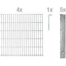 GAH Alberts Doppelstabmattenzaun 250 x 83 cm Silber/Stahl