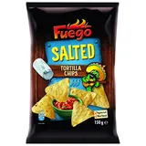 Fuego - Tortilla Chips Salted | Gesalzene mexikanische Tortillachips | Knuspriger Snack aus Maismehl | 150 g im Beutel