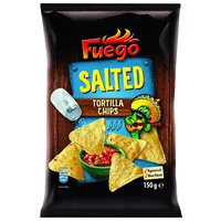 Fuego - Tortilla Chips Salted | Gesalzene mexikanische Tortillachips | Knuspriger Snack aus Maismehl | 150 g im Beutel