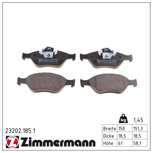 ZIMMERMANN Bremsbelagsatz, Scheibenbremse 232021851 Vorderachse für Ford MAZDA