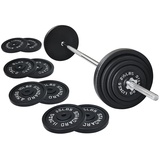 Fitvids Gusseisen Standard Hantelscheiben inkl. 1,5 m Standard-Hantel mit Sternverschlüssen, 43,1 kg Set (38,6 kg Scheiben + 4,5 kg Langhantel), mehrere Pakete, Style #1