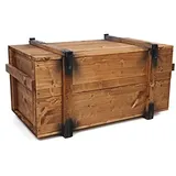 Uncle Joe ́s Truhe Holzkiste, 85 x 45 x 48 cm, Holz, Hellbraun, Vintage, Shabby chic Couchtisch, braun, 85x45x48 cm