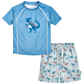 Playshoes Jungen Zweiteiler Rash-Guard-Set, Dino Hellblau, 86/92