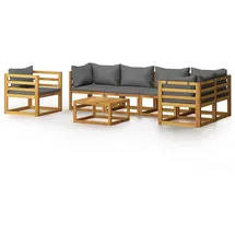 vidaXL 7-tlg. Garten-Lounge-Set mit Auflagen Massivholz Akazie grau
