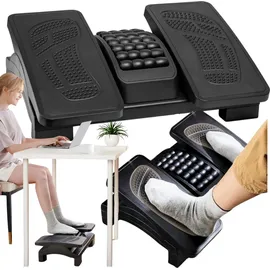 OEM Ergonomische Fußstütze Büro Fußablage Verstellbar Massagefunktion Rutschfest Schwarz 43x32 cm - Schwarz