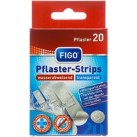 Figo Pflaster Strips, wasserabweisend, transparent, vier Größen,