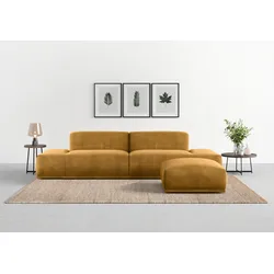 Big-Sofa TRENDMANUFAKTUR "Braga, toller Sitzkomfort, Designsofa", gelb (mustard), B:300cm H:72cm T:107cm, Sofas, in moderner Optik, mit hochwertigem Kaltschaum
