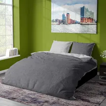 Traumschlaf Kissenbezug Melangebiber 80 x 80 cm Grau