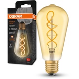 Osram Vintage 1906 LED Lampe Kugelform, gold, 4W, 300lm, 2000K, warmweiße Komfortlichtfarbe, Energieverbrauch, Lebensdauer