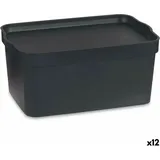 Kipit Aufbewahrungsbox mit Deckel Anthrazit Kunststoff 7,5 L 21 x 14,2 x 32 cm (12 Stück)