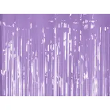 Partydeco Lametta Vorhang 100x200cm - Folienvorhang mit Langen Fransen - lilaner Hintergrund für Fotoshootings - Partyvorhang Disco & Party Deko - Lila