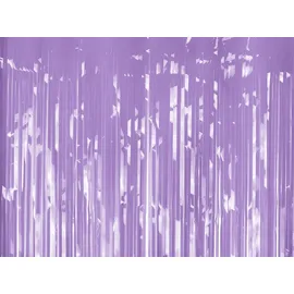 Partydeco Lametta Vorhang 100x200cm - Folienvorhang mit Langen Fransen - lilaner Hintergrund für Fotoshootings - Partyvorhang Disco & Party Deko - Lila