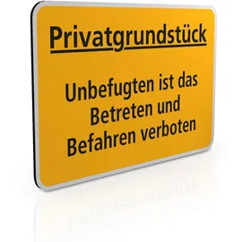 Betriebsausstattung24 Hinweisschild Privatgrundstück Unbefugten ist das Betreten 30,0 x 20,0 cm Gelb