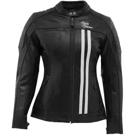 Rusty Stitches Alice Lederjacke Schwarz/Weiß 42