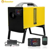 8KW Tragbarer Diesel-Lufterhitzer, 12V/24V All-in-One-Gehäuse inkl. 110-240V Netzteil, LCD-Display & Fernbedienung, mit Bodenhalterung. Für Wohnmobile, Autos, LKWs, Busse.