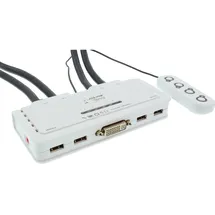InLine KVM Switch, 4-fach, DVI-D, USB, mit Audio, integr. Kabel
