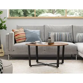 VASAGLE Runder Couchtisch Braun Holz 88 x 47 cm