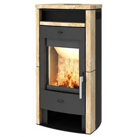 FIREPLACE Elite Budapest Stahl Schwarz/Abdeckplatte Sandstein