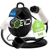 EV + Elektrofahrzeug-Ladekabel - Typ 2 auf Typ 2-5 Meter PHEV- und EV-Ladekabel - 3-Phase 16A (11 kW) Schwarz- Gratis Tragetasche - EU CE IP55