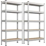 Songmics Lagerregal MDF 30 x 75 x 150 cm silbern 5 Ablagen bis 875 kg belastbar