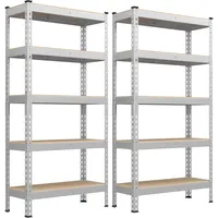 Songmics Lagerregal MDF 30 x 75 x 150 cm silbern 5 Ablagen bis 875 kg belastbar
