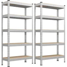 Songmics Lagerregal MDF 30 x 75 x 150 cm silbern 5 Ablagen bis 875 kg belastbar