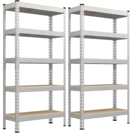 Songmics Lagerregal MDF 30 x 75 x 150 cm silbern 5 Ablagen bis 875 kg belastbar