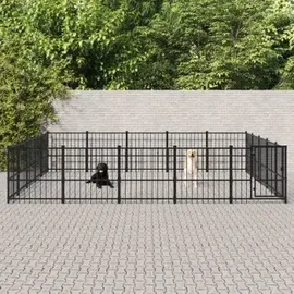 vidaXL Outdoor-Hundezwinger 4,85 m x 4,85 m x 1 m Stahl Schwarz