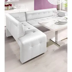 Eckbank EXXPO - SOFA FASHION "Barista, bequem und elegant, hohe Bodenfreiheit", weiß, B:197cm H:82cm T:265cm, Luxus-Microfaser (100% Polyester), Sitzbänke, moderne Sitz- und Rückenverarbeitung, frei im Raum stellbar