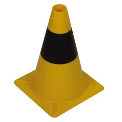 Perel Leitkegel zum Markieren, Absichern oder Absperren von Gefahrenzonen, Baustellen, Bereichen und Wegen, Schwarz/Gelb, 30 cm