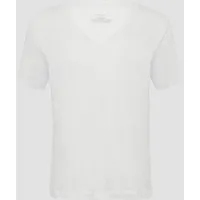 S.Oliver - T-Shirt aus Leinen mit V-Ausschnitt, Damen, weiß,