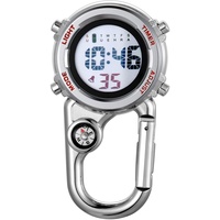 Avaner Taschenuhr mit Karabiner Kompaß Unisex FOB Analog Quarzwerk Krankenschwesteruhr für Klettern Sport (Rot)