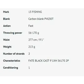 13 Fishing Fate Black Casting L 1,98m 2-10g Rute
