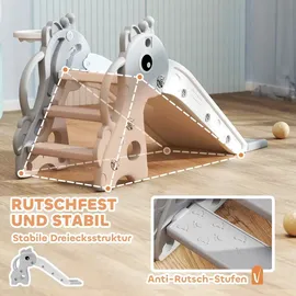 aiyaplay Kinderrutsche 3 in 1 mit Basketballkorb 106 x 51,5 x 52 cm Grau