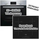 BOSCH Backofen-Set INDUKTION AUTARK 3D Heißluft Backofen + Induktions Kochfeld 60cm