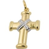 Gallay Kreuzanhänger Anhänger 20x15mm Kreuz bicolor 9Kt GOLD (1-tlg) bunt